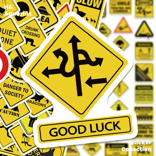 53pcs Funny Warning Sign Stickers - Humor Meme Decals for Phone Case Laptop Luggage DIY Waterproof