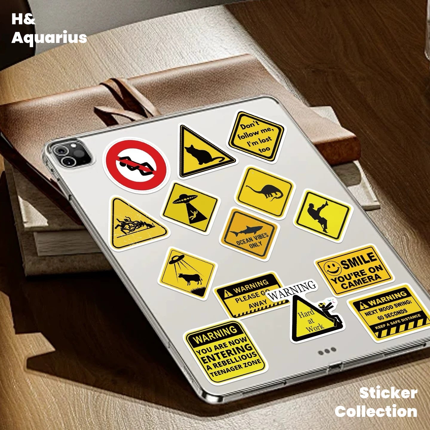 53pcs Funny Warning Sign Stickers - Humor Meme Decals for Phone Case Laptop Luggage DIY Waterproof