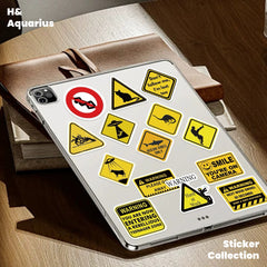 53pcs Funny Warning Sign Stickers - Humor Meme Decals for Phone Case Laptop Luggage DIY Waterproof