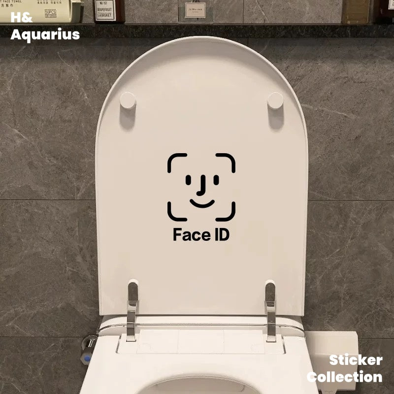 Face ID Toilet Sticker - Creative Car Decal Funny Laptop Luggage Glass Decor