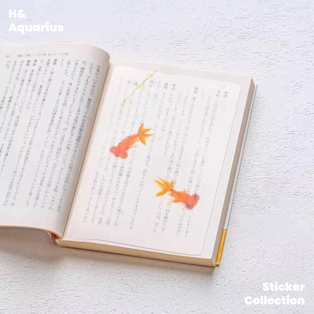 Maki Ando Goldfish Koi Bookmark - Transparent Minimalist Design Page Clip for Journal