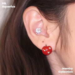 Brass Earrings New Year's Bunny Apple Star Earrings Stud Earrings