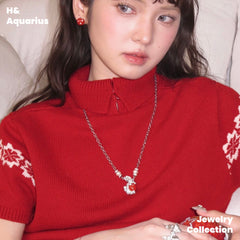 Brass Earrings New Year's Bunny Apple Star Earrings Stud Earrings