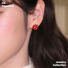 Brass Earrings New Year's Bunny Apple Star Earrings Stud Earrings