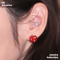 Brass Earrings New Year's Bunny Apple Star Earrings Stud Earrings