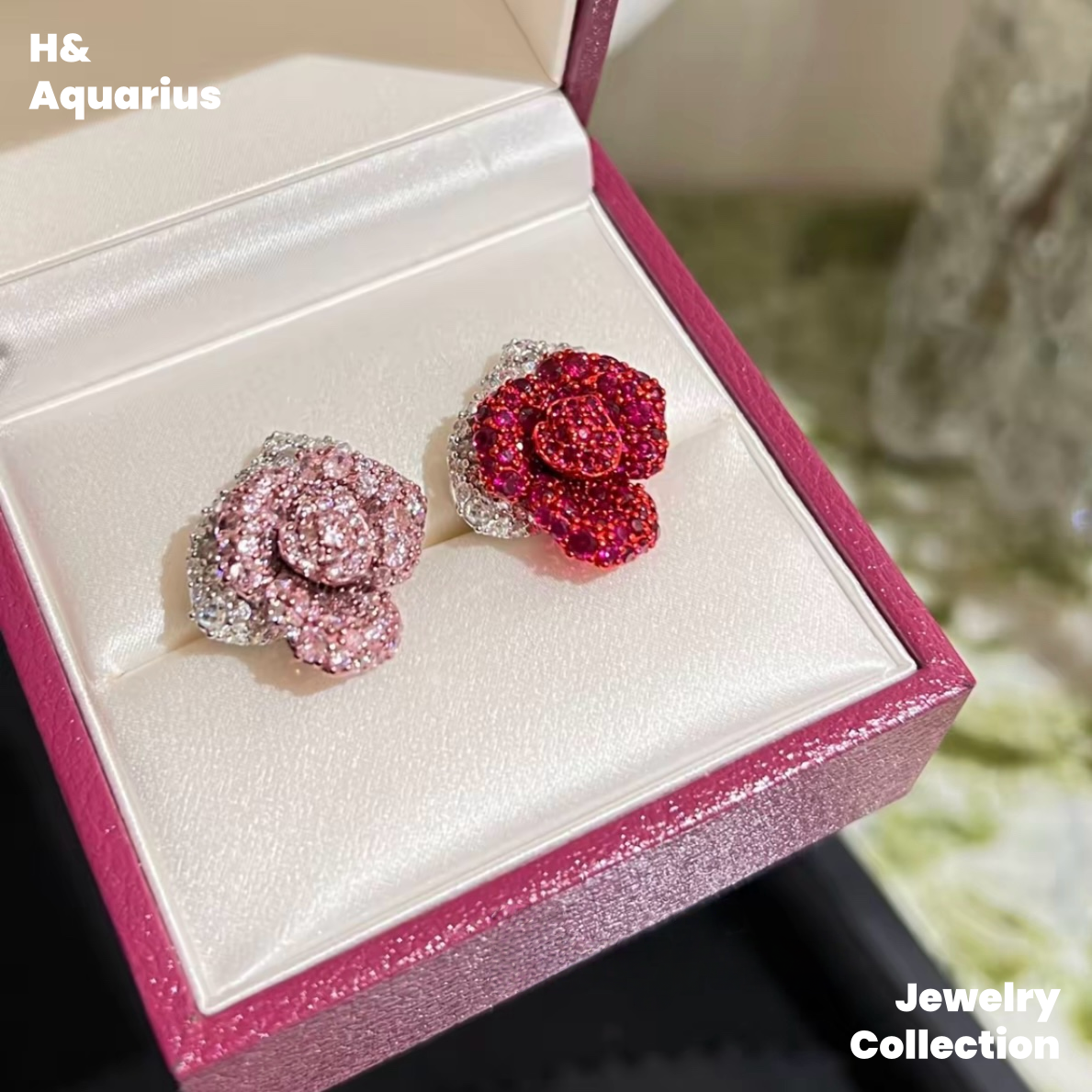 925 Silver & Zirconia Red Rose Necklace - Silver Luxury Sweet Princess Style Chain