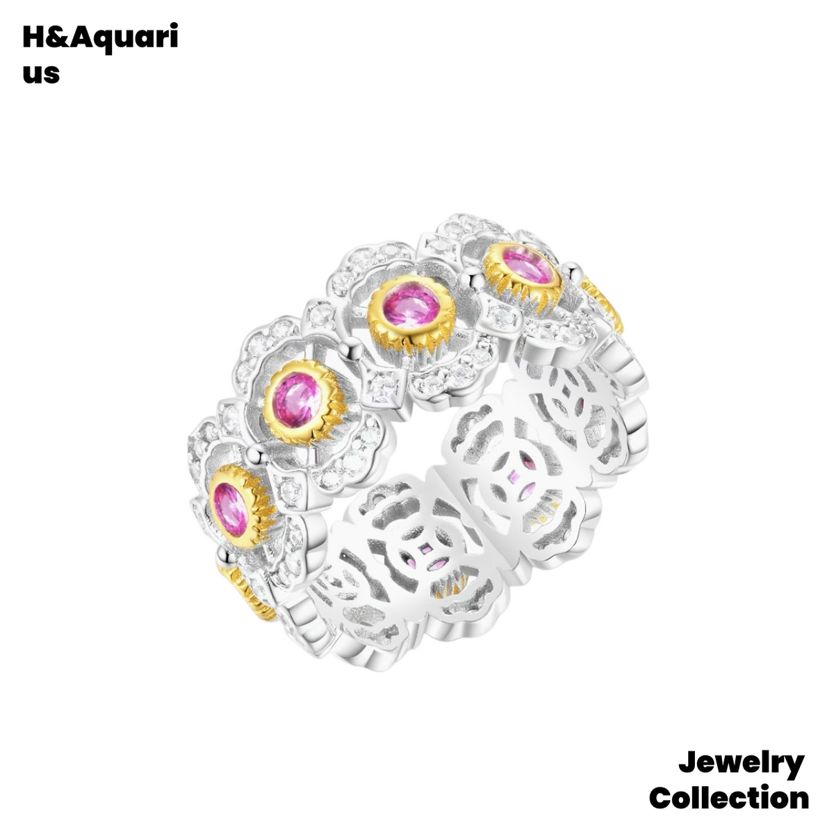 925 Silver & Zirconia Spring Letter Ring - Silver Plated Elegant Lady Style Ring