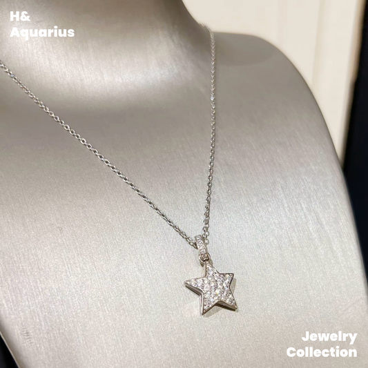 925 Silver & Zirconia Starry Necklace - Silver Plated Luxury Pav¨¦ Fashion Chain