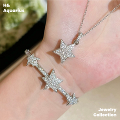 925 Silver & Zirconia Starry Necklace - Silver Plated Luxury Pav¨¦ Fashion Chain