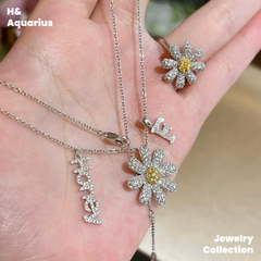 925 Silver & Zirconia Daisy Jewelry Set - Minimalist Fashion Necklace/Ring Silver