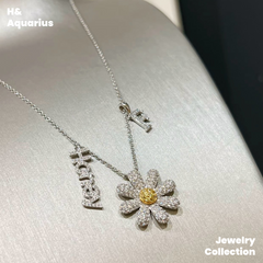 925 Silver & Zirconia Daisy Jewelry Set - Minimalist Fashion Necklace/Ring Silver