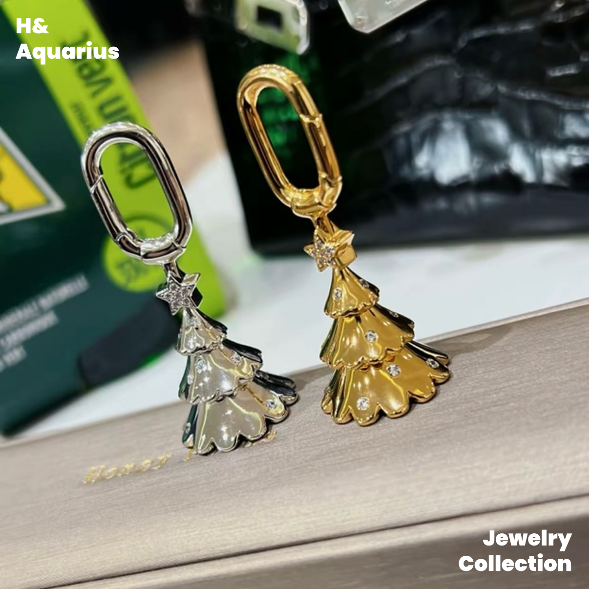 Copper Alloy & Zirconia Christmas Tree Pendant - Creative Bag Charm Keychain Decor
