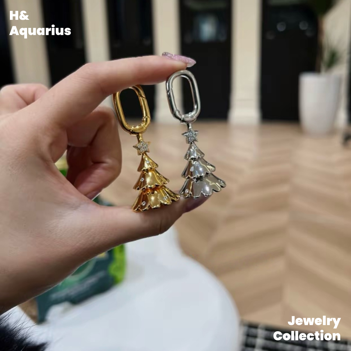 Copper Alloy & Zirconia Christmas Tree Pendant - Creative Bag Charm Keychain Decor
