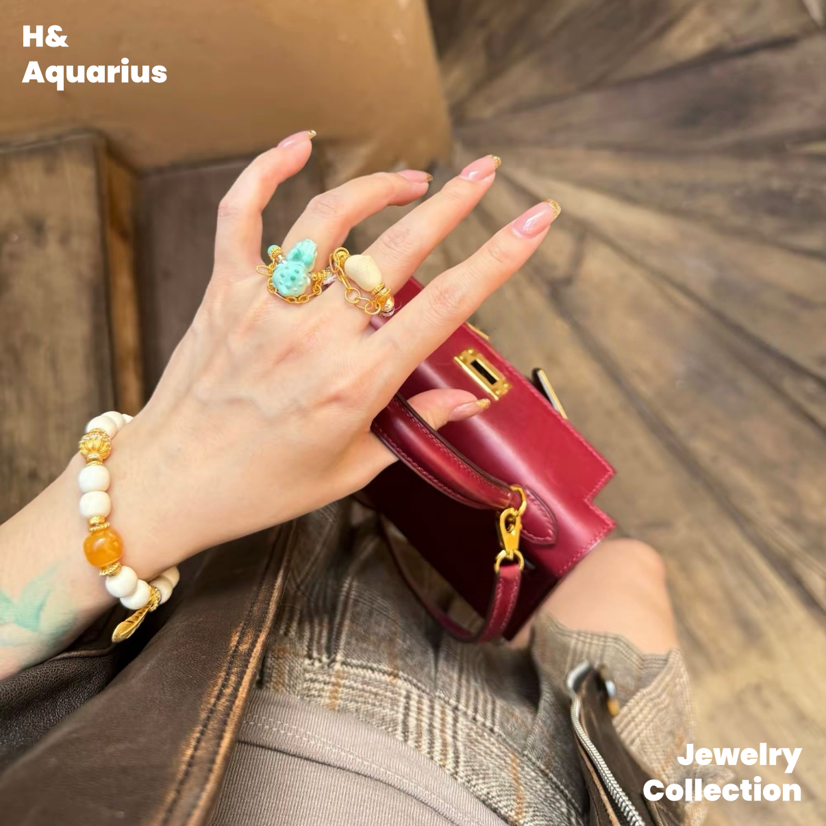Cream Elephant Bracelet - Chinese Ethnic Style Natural Mammoth Bead DIY Jewelry