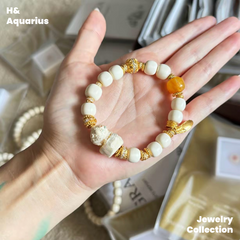 Cream Elephant Bracelet - Chinese Ethnic Style Natural Mammoth Bead DIY Jewelry