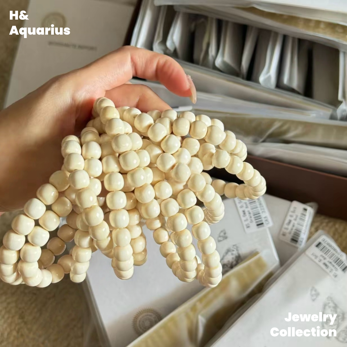 Cream Elephant Bracelet - Chinese Ethnic Style Natural Mammoth Bead DIY Jewelry