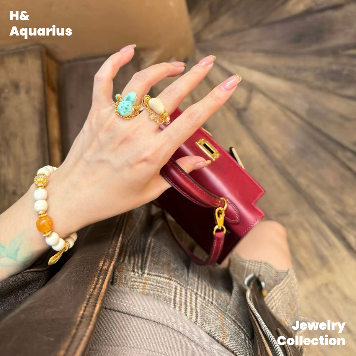 Cream Elephant Bracelet - Chinese Ethnic Style Natural Mammoth Bead DIY Jewelry