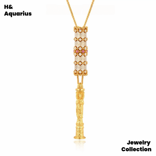 925 Silver & Zirconia Winter Firework Necklace - Gold Plated Luxury Buddha Pendant