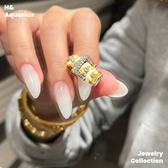 925 Silver & Zirconia Buckle Ring - Gold Plated Minimalist Statement Ring