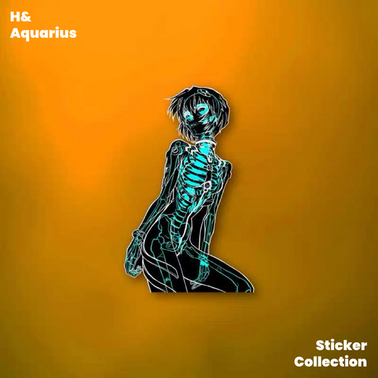 Reflective EVA Rei Ayanami X-Ray Skeleton Car Sticker - Waterproof Decal for Vehicle Motorcycle Luggage