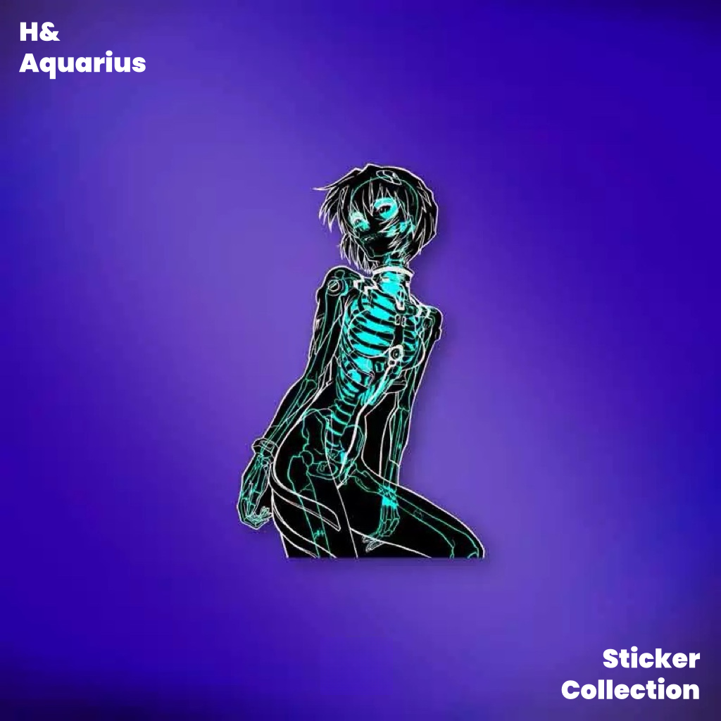 Reflective EVA Rei Ayanami X-Ray Skeleton Car Sticker - Waterproof Decal for Vehicle Motorcycle Luggage
