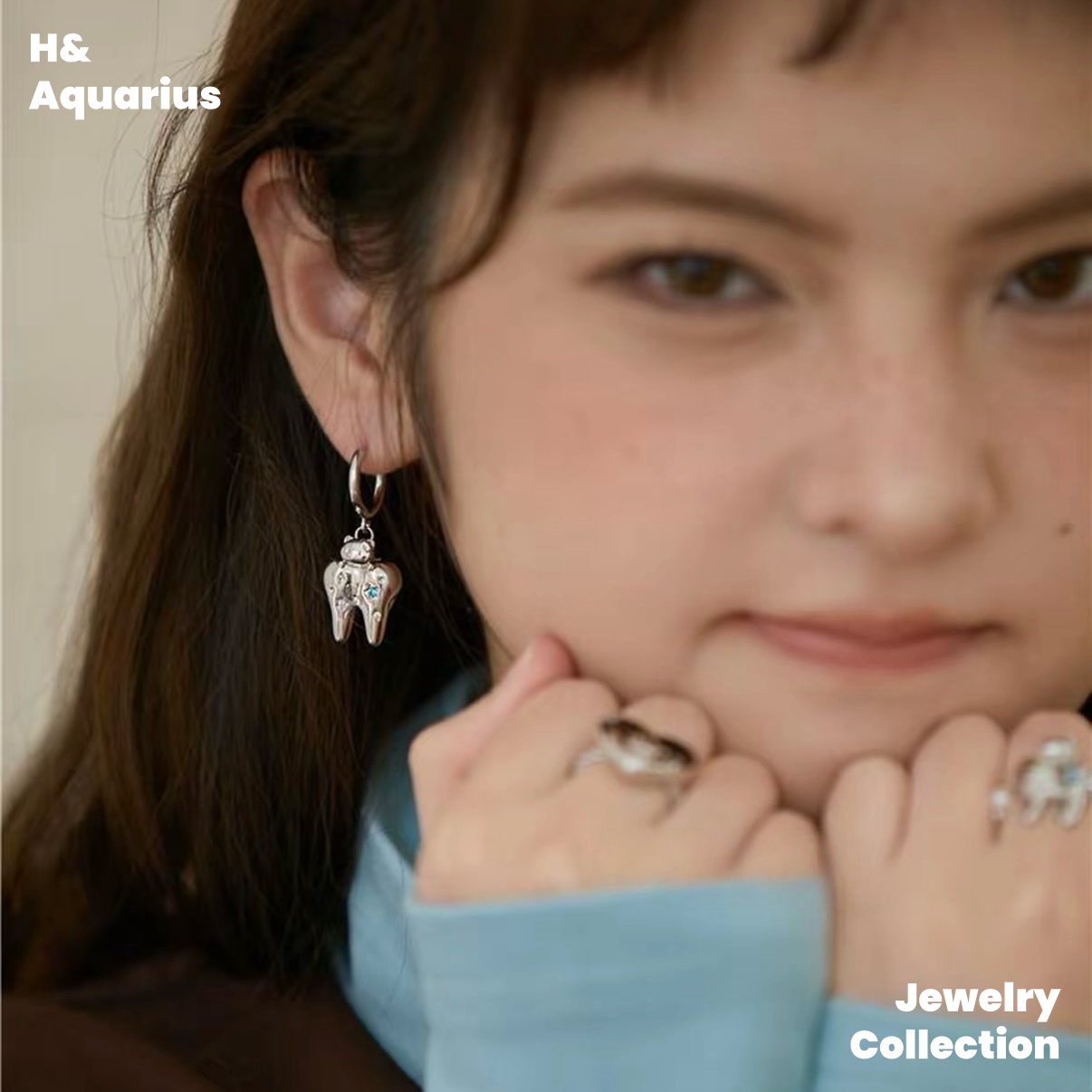 Copper Alloy Happy Cat Life Original Tooth Earrings - Unique Animal Jewelry