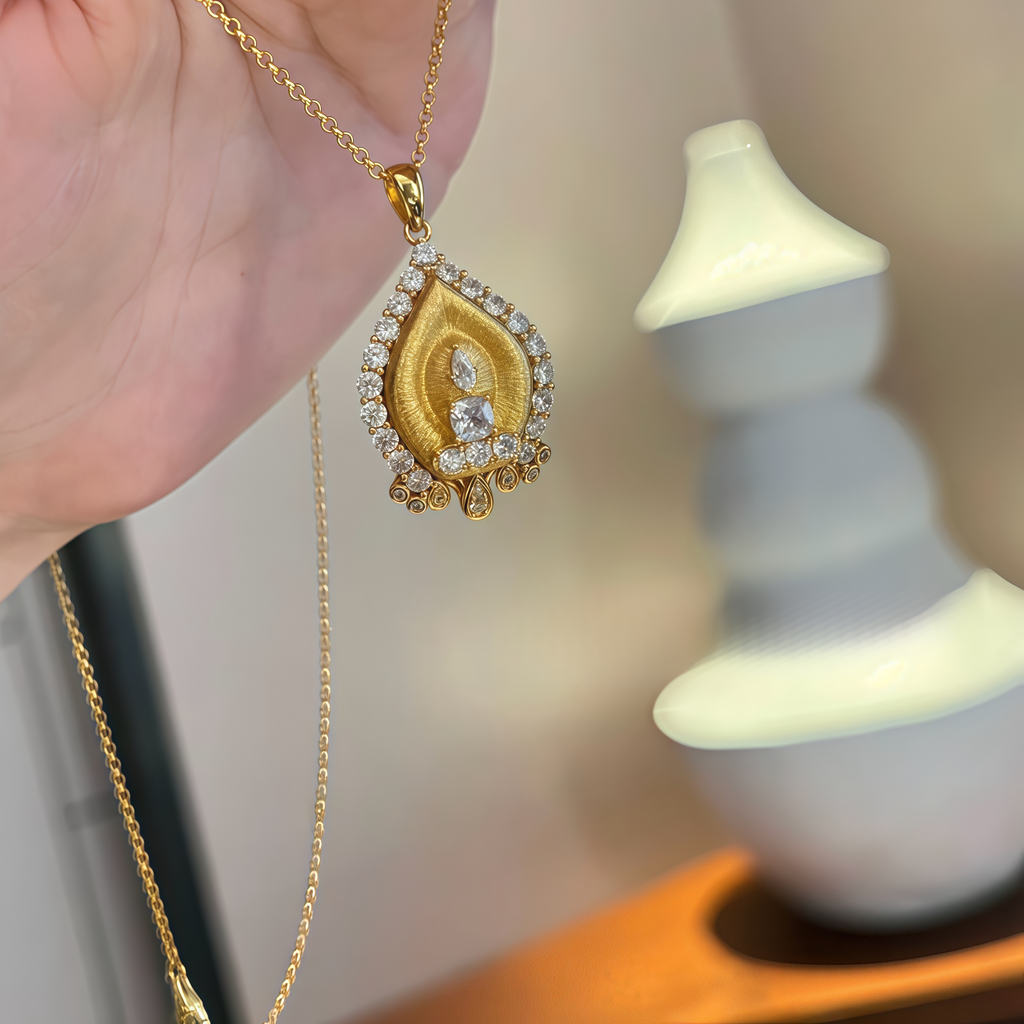 White Pagoda Pendant Necklace