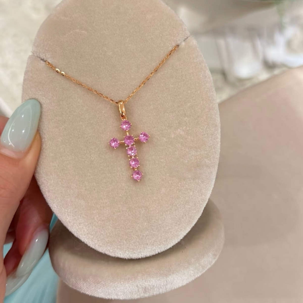 Blush Cross Pendant Necklace