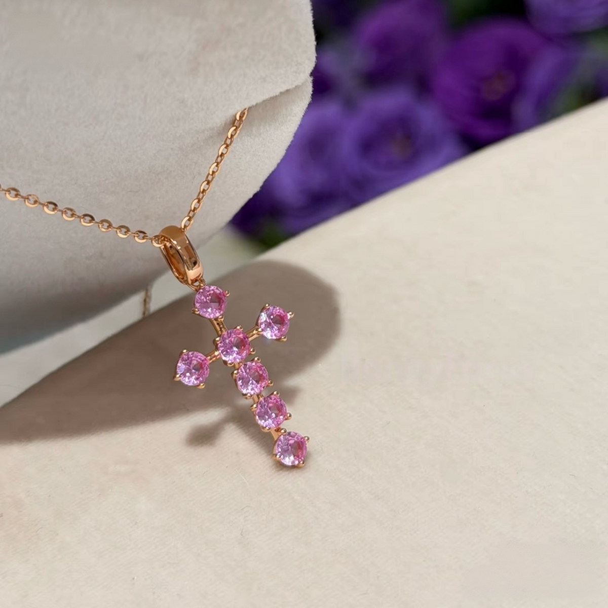 Blush Cross Pendant Necklace