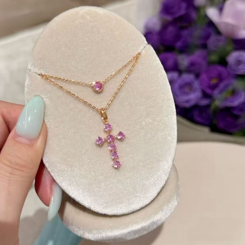 Blush Cross Pendant Necklace