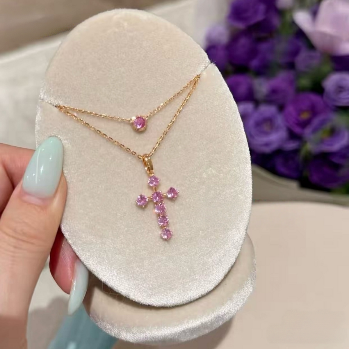 Blush Cross Pendant Necklace