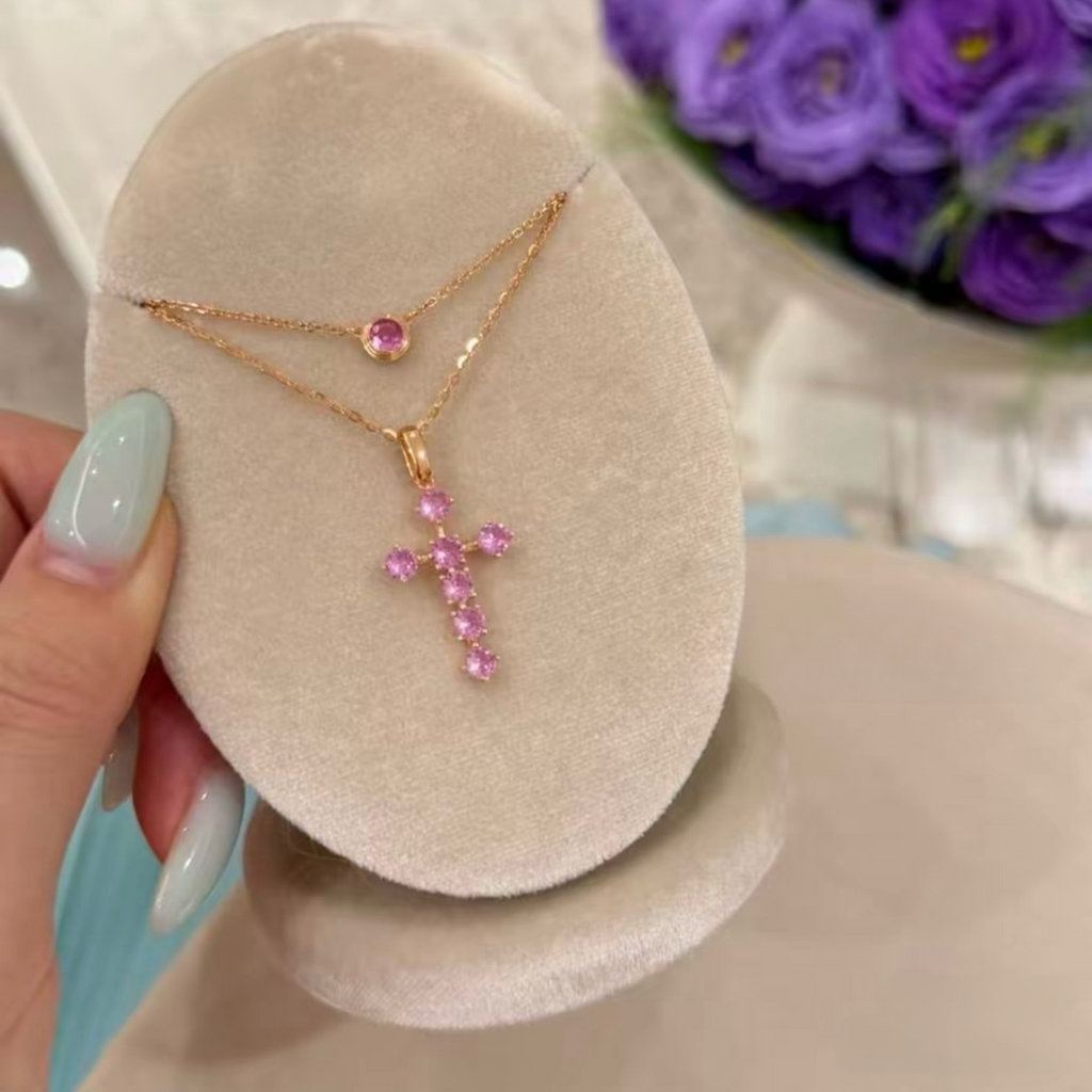 Blush Cross Pendant Necklace