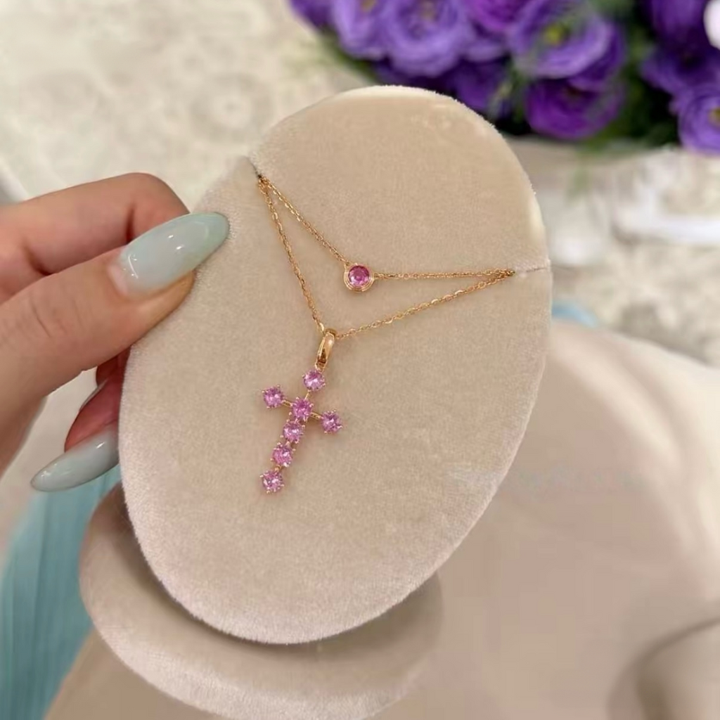 Blush Cross Pendant Necklace
