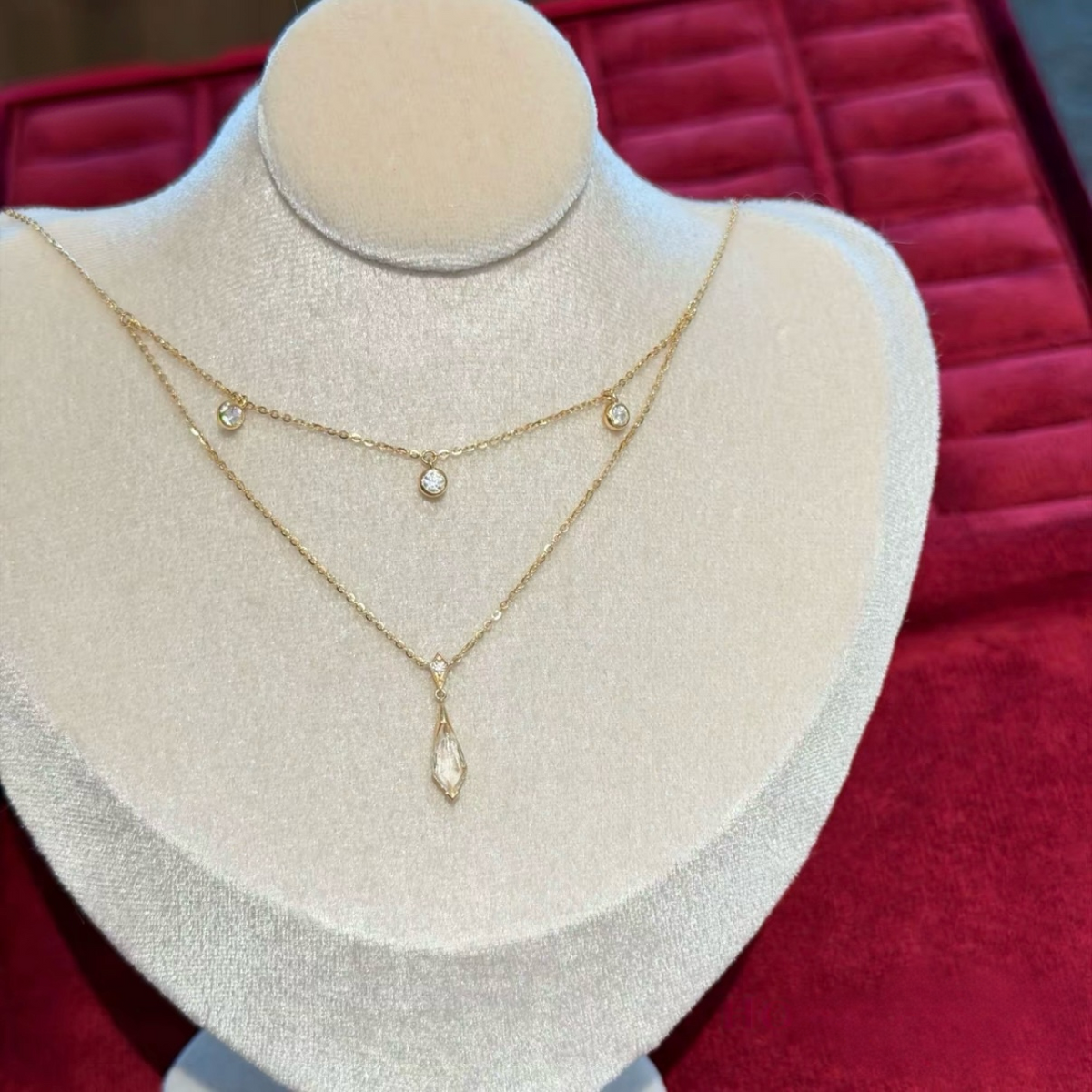 Moonlight Ripple Layered Crystal Necklace