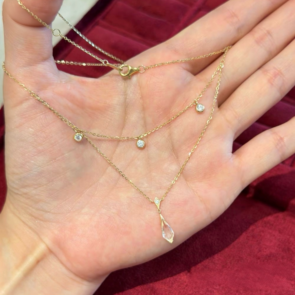 Moonlight Ripple Layered Crystal Necklace