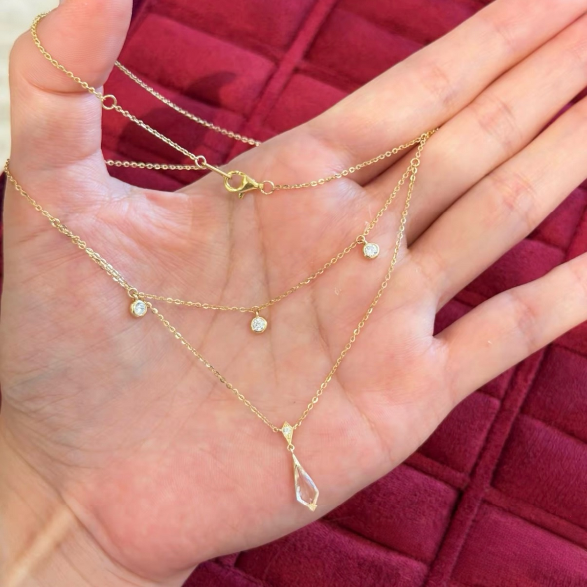 Moonlight Ripple Layered Crystal Necklace