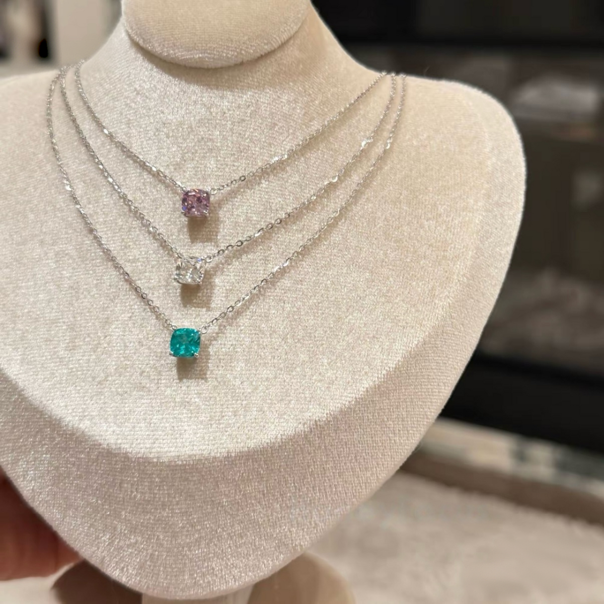 Moonlight Cushion Solitaire Necklace