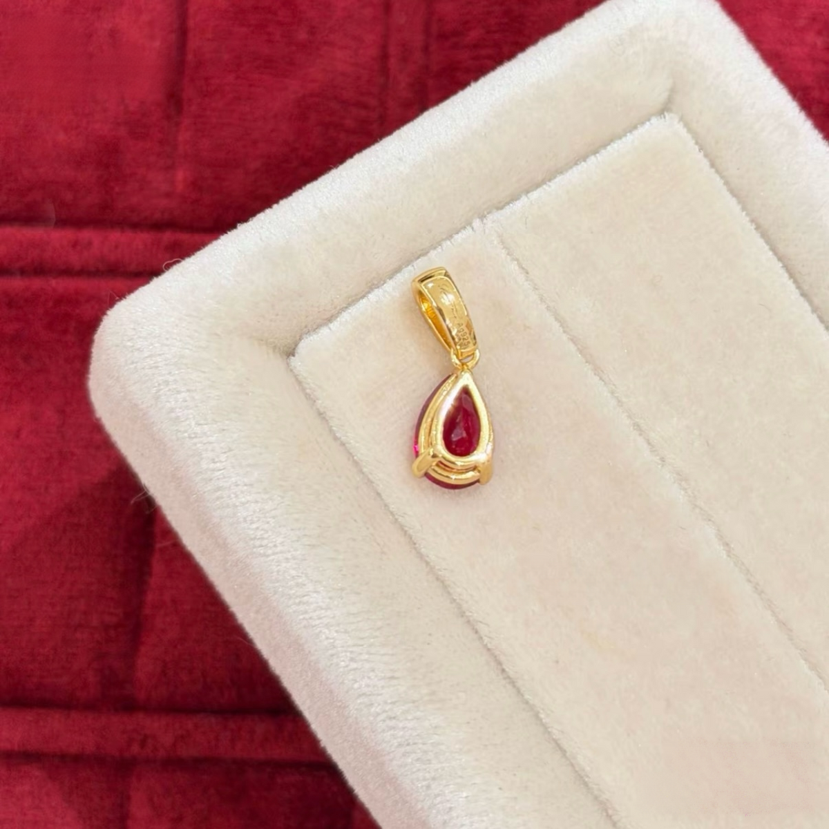 Ruby Velvet Teardrop Pendant