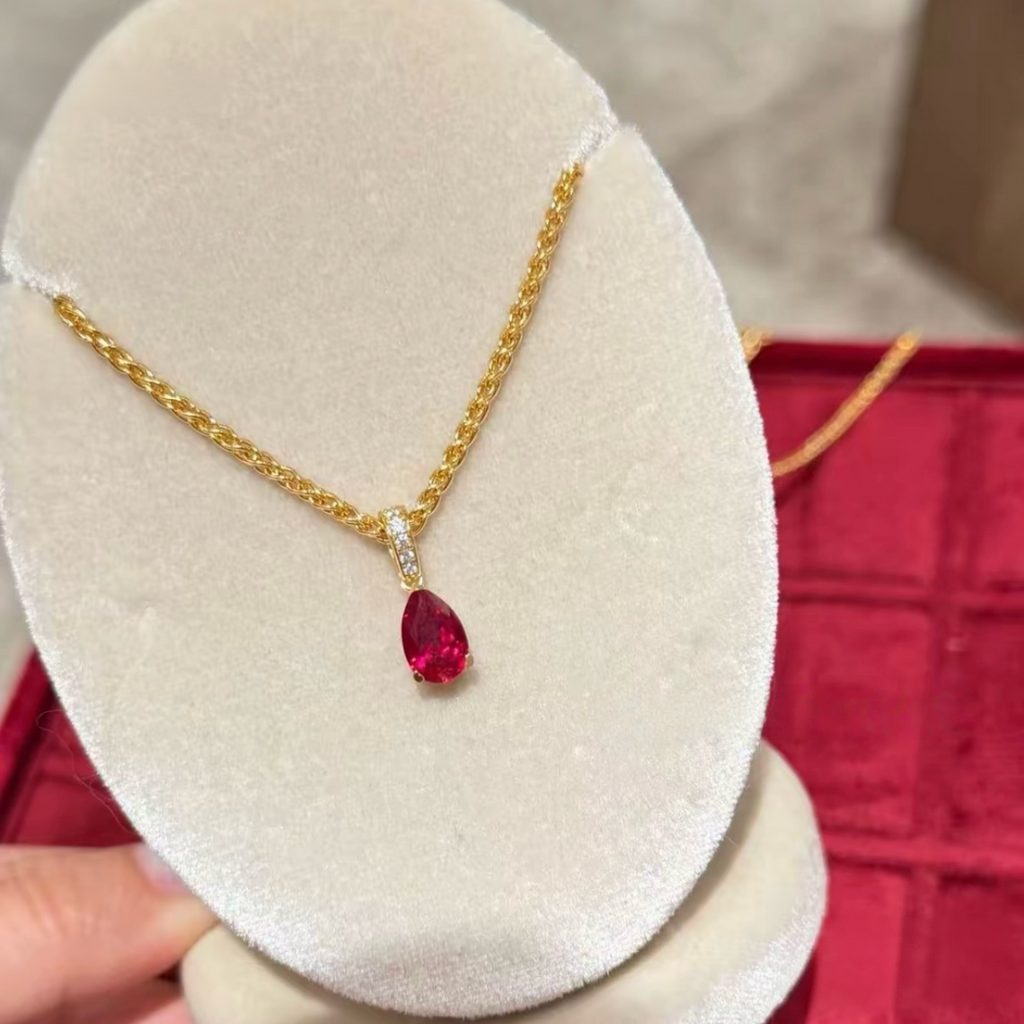 Ruby Velvet Teardrop Pendant
