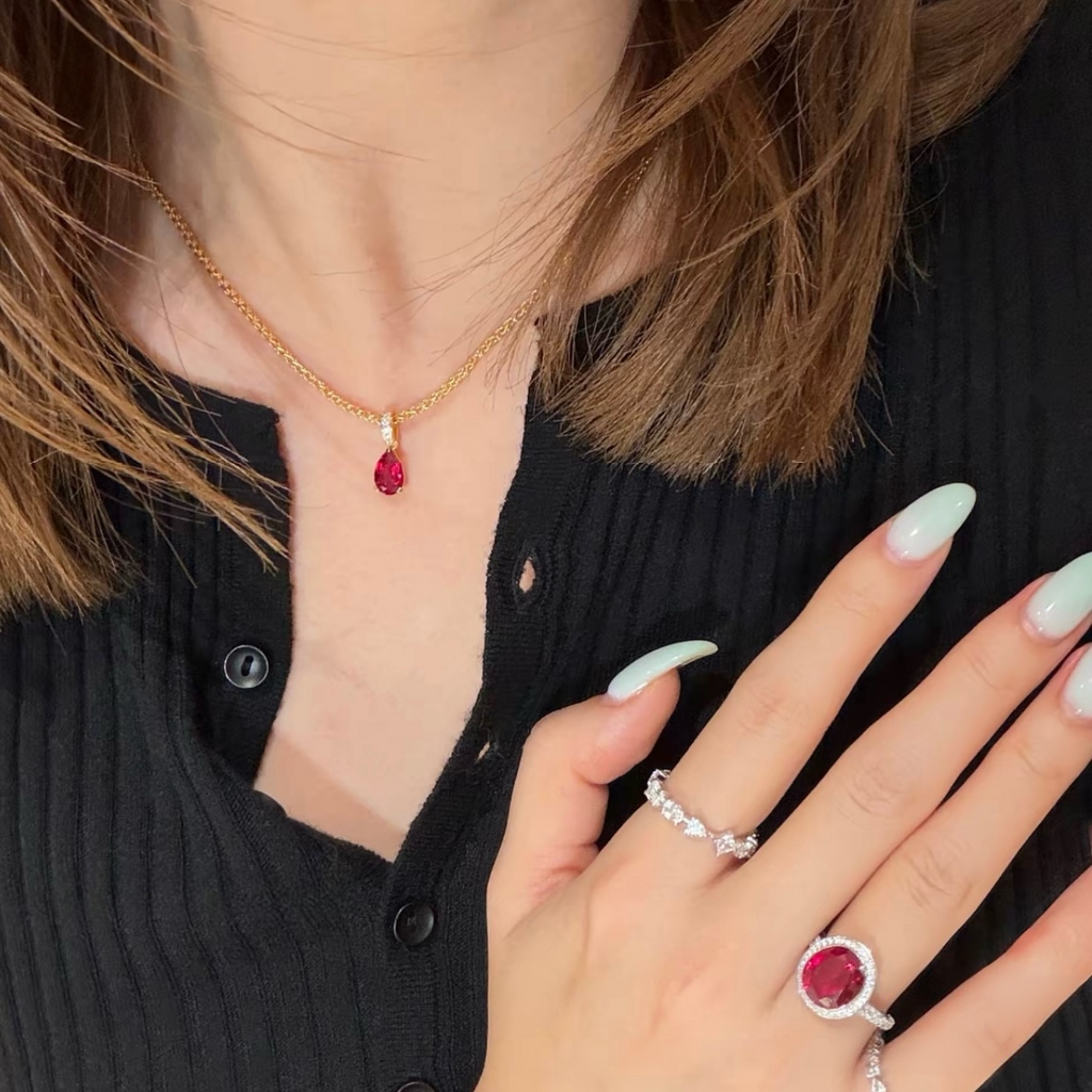 Ruby Velvet Teardrop Pendant