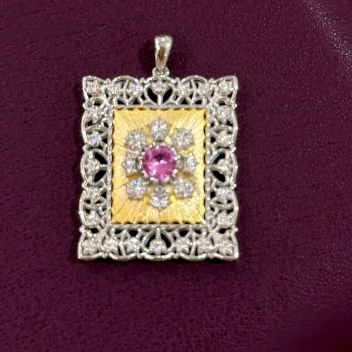 Vintage Floral Frame Pendant