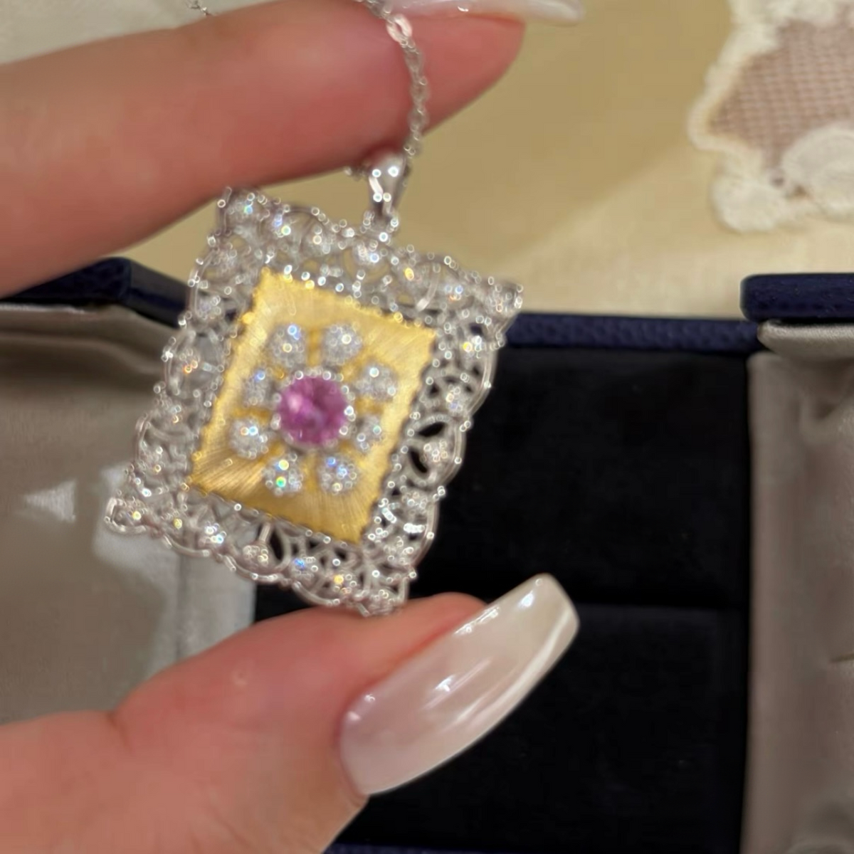 Vintage Floral Frame Pendant
