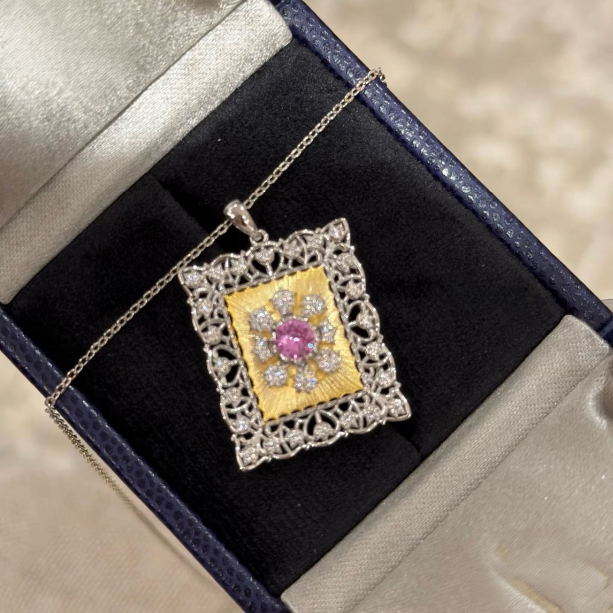 Vintage Floral Frame Pendant