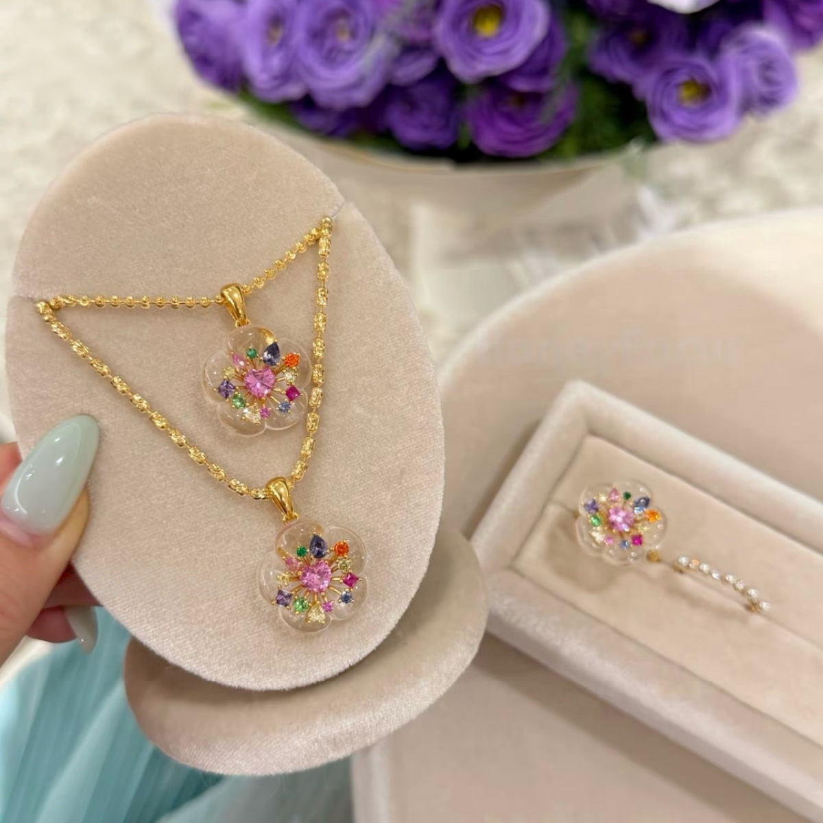 Candy Sparkle Crystal Flower Pendant