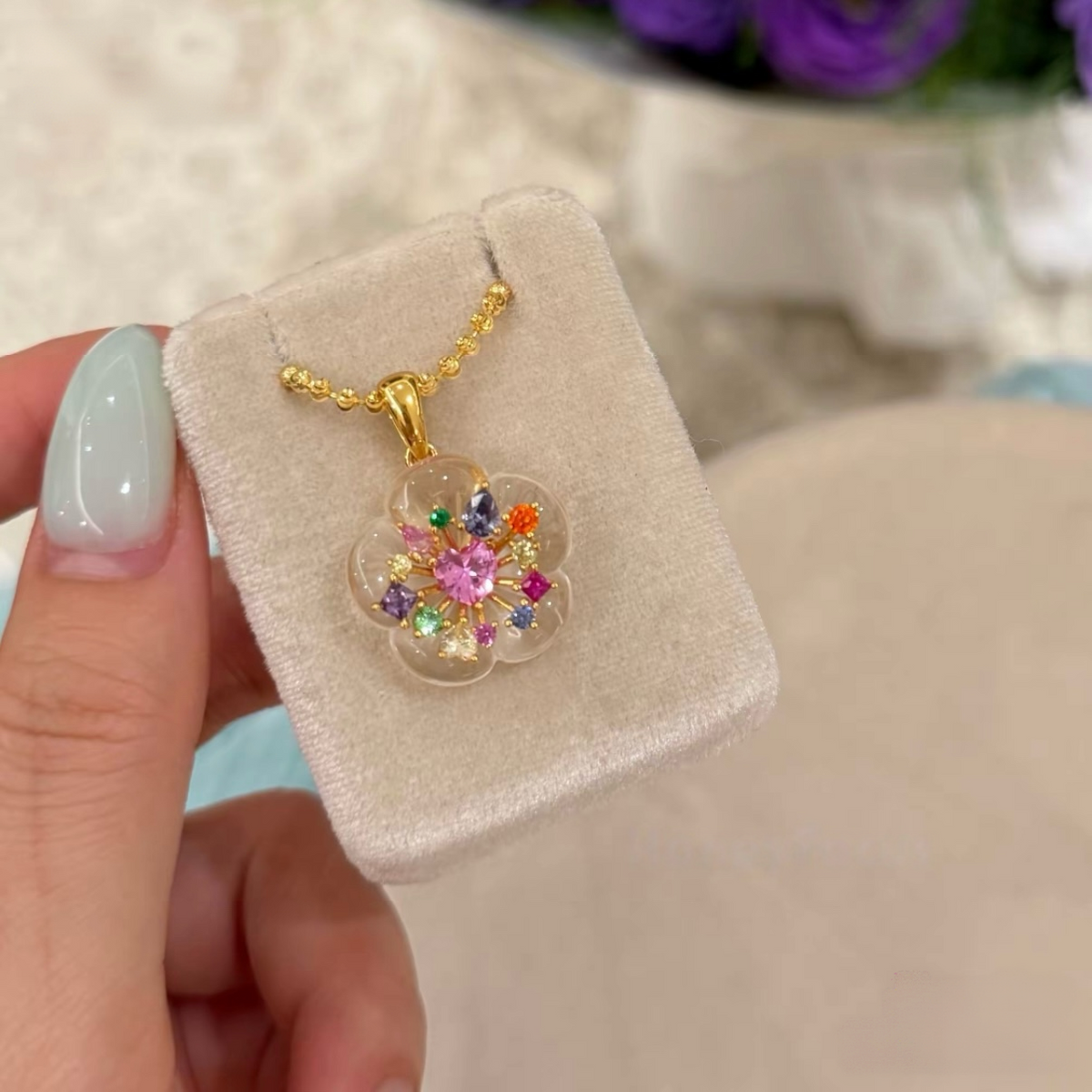 Candy Sparkle Crystal Flower Pendant