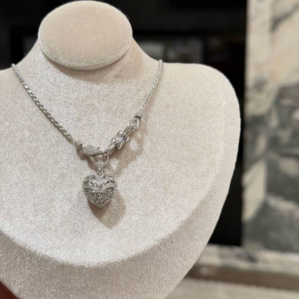 Silver Fleur-de-Lis Heart Pendant