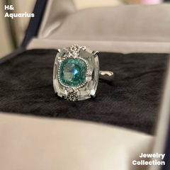 Ice Clear Aquamarine Ring and Necklace - 925 Silver Natural Crystal Minimalist Luxury Pendant