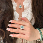 Aqua Ice Crystal Pendant Necklace