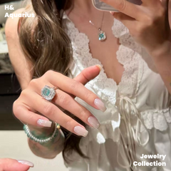 Ice Clear Aquamarine Ring and Necklace - 925 Silver Natural Crystal Minimalist Luxury Pendant