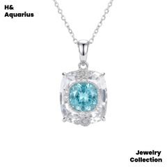 Ice Clear Aquamarine Ring and Necklace - 925 Silver Natural Crystal Minimalist Luxury Pendant